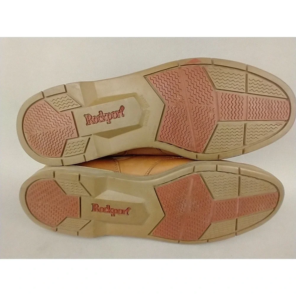 Rockport Mens M5166 Tan Leather Boat Shoes Nautical Loafers Size 11M